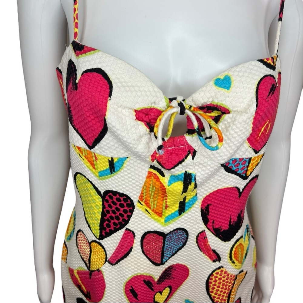 David Meister Colorful Heart Print Sheath Dress 10 - Picture 2 of 7